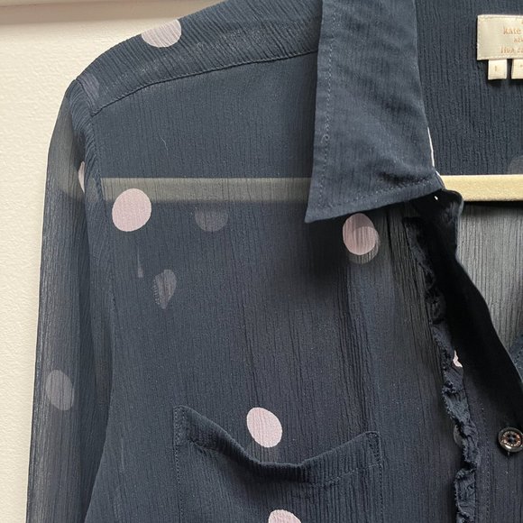 Kate Spade | Sheer Polkadot Button Up | Size Large - Picture 6 of 7
